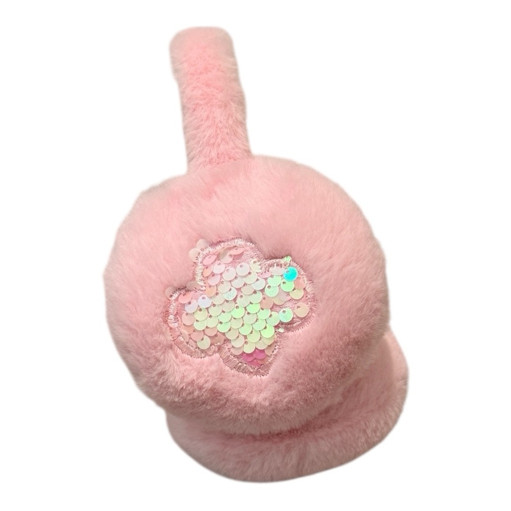 Girl Scout Fluffy Pink Sequin Kids Earmuffs